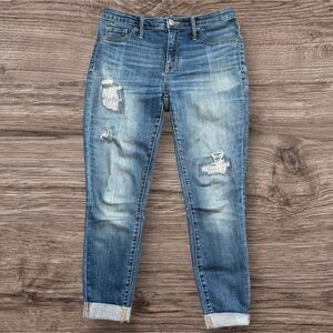 Mossimo High Rise Jegging Jeans -Size Medium Distressed Blue Denim Stretch Fit